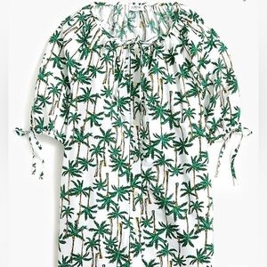 J. Crew Factory Button-Front Top with Tie Sleeves